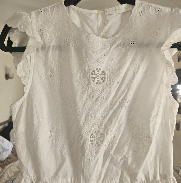 Mango Cotton White Embroidered Dress - Picture 3 of 7